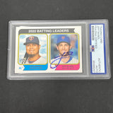 2023 Topps Heritage #201 Jeff McNeil Batting Leaders signed card PSA Auto 10