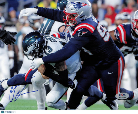 Oshane Ximines Signed New England Patriots Football 8x10 Photo PSA Autographed
