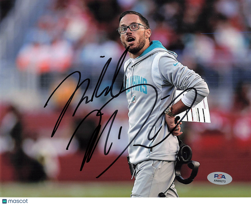 Mike McDaniel Signed Miami Dolphins Football 8x10 Photo PSA Autographed
