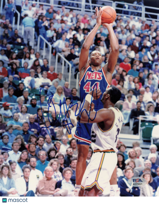 Derrick Coleman New Jersey Nets Signed Basketball 8x10 Photo PSA