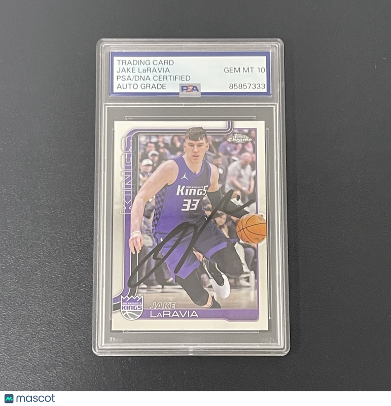 2025 Topps Chrome #230 Jake LaRavia Signed Card Auto 10 PSA Slabbed Sacramento
