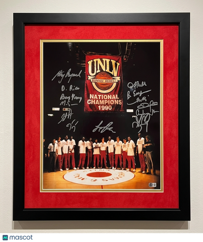 Larry Johnson, Stacey Augmon, UNLV Rebels Signed 16x20 Framed Photo BAS