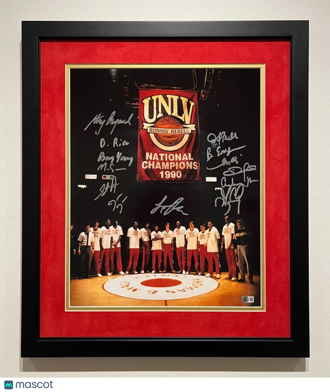 Larry Johnson, Stacey Augmon, UNLV Rebels Signed 16x20 Framed Photo BAS
