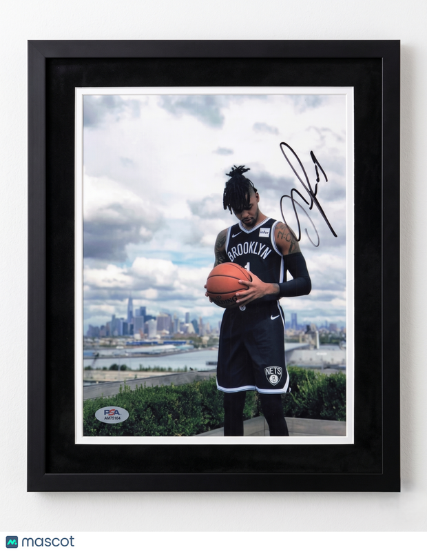 D'Angelo Russell Brooklyn Nets Signed Basketball 8x10 Custom Framed Photo PSA