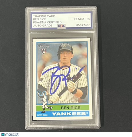 2025 Topps Heritage #406 Ben Rice Signed Rookie Card PSA Auto 10 New York Yankee