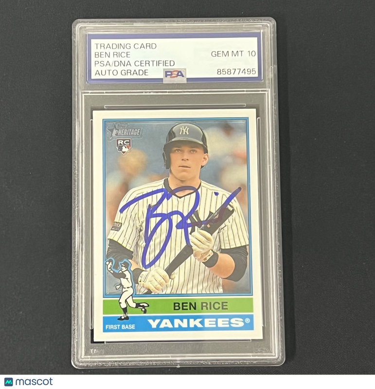 2025 Topps Heritage #406 Ben Rice Signed Card PSA Auto 10 Slabbed NY Yankees