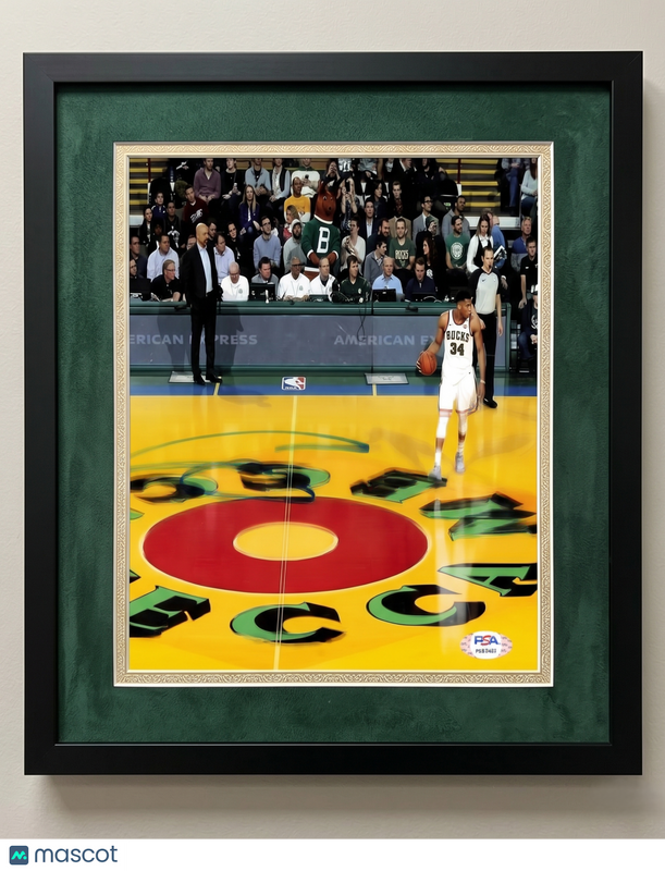 Giannis Antetokounmpo Milwaukee Bucks Signed 8x10 Custom Framed Photo PSA Auth