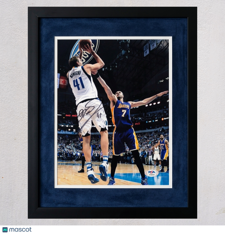 Dirk Nowitzki Dallas Mavericks Signed Basketball 8x10 Custom Framed Photo PSA