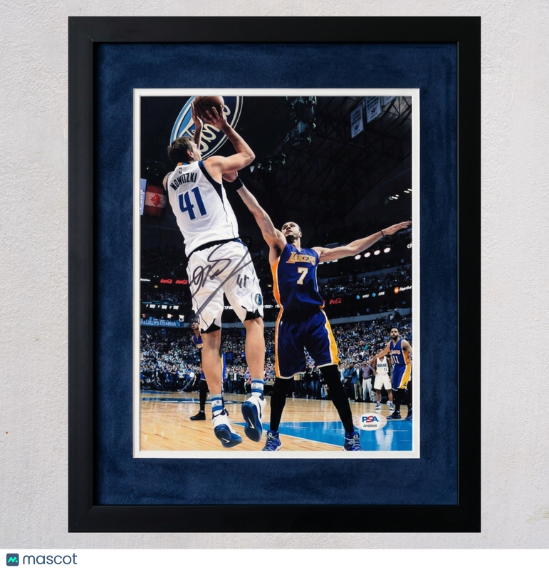 Dirk Nowitzki Dallas Mavericks Signed Basketball 8x10 Custom Framed Photo PSA