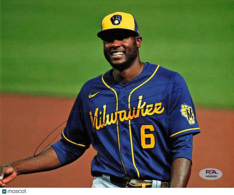 Lorenzo Cain Milwaukee Brewers Signed 8x10 Photo PSA