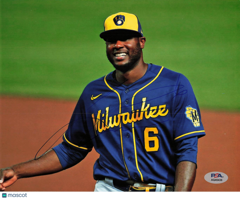 Lorenzo Cain Milwaukee Brewers Signed 8x10 Photo PSA