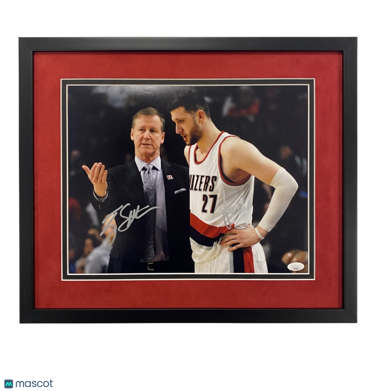 Jusuf Nurkic and Terry Stotts Portland Trail Blazers Signed 11x14 Photo BAS