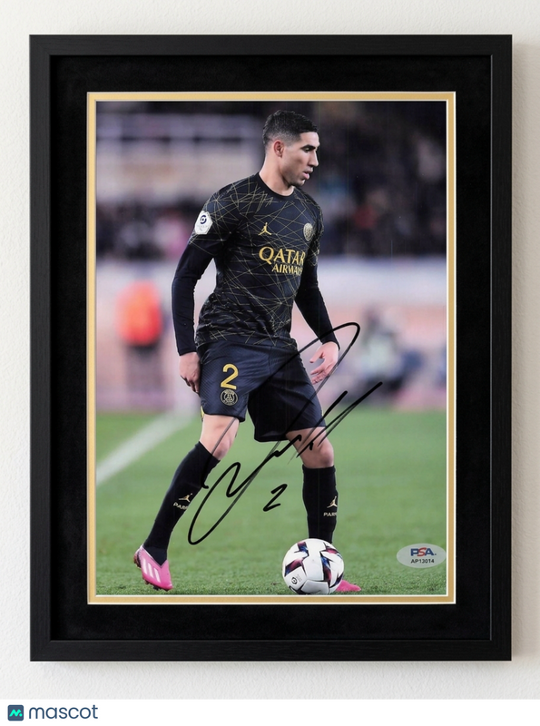 Achraf Hakimi Signed PSG Soccer 8x10 Framed Photo PSA Autographed