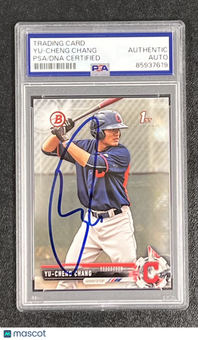 2017 Topps 1st Bowman#BP79 Yu-Cheng Chang Signed Card Auto PSA Slabbed Indians