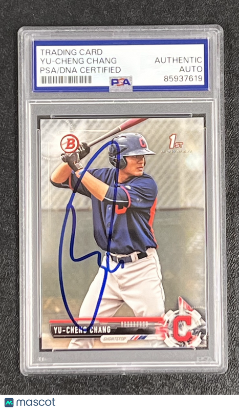 2017 Topps 1st Bowman#BP79 Yu-Cheng Chang Signed Card Auto PSA Slabbed Indians