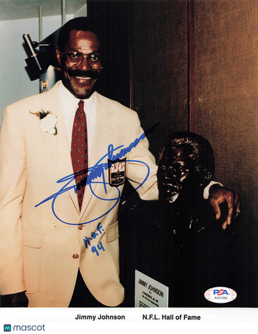 Jimmy Johnson Signed San Francisco 49ers Football 8x10 Photo PSA Autographed