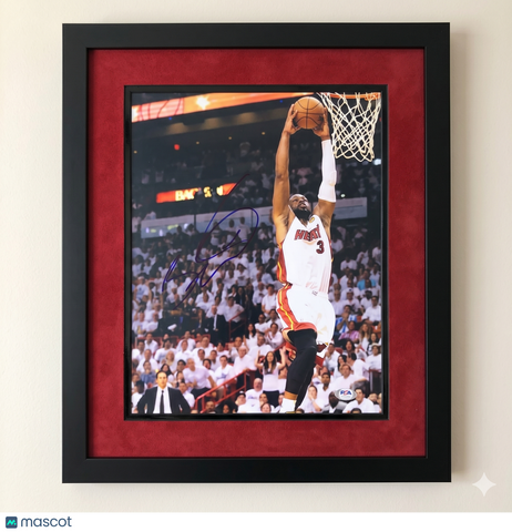 Dwyane Wade Miami Heat Signed Basketball 11x14 Custom Framed Photo PSA