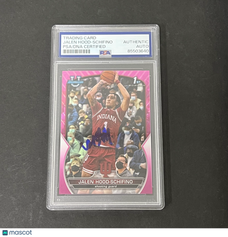 2023 Bowman University Chrome Pink #57 Jalen Hood-Schifino signed card PSA