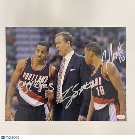 CJ McCollum, Tim Frazier and Terry Stotts Portland Signed 11x14 Photo JSA