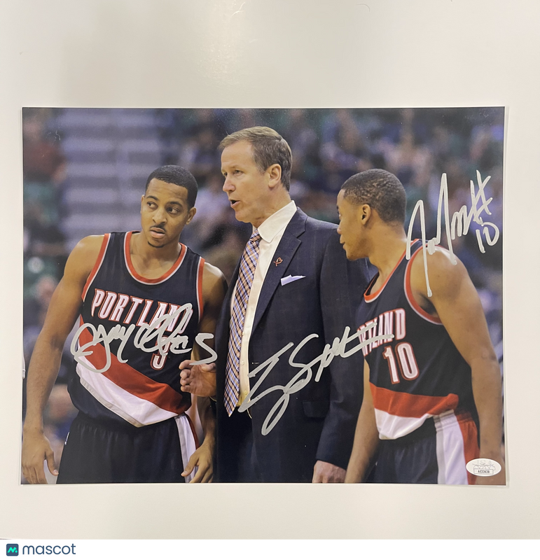 CJ McCollum, Tim Frazier and Terry Stotts Portland Signed 11x14 Photo JSA