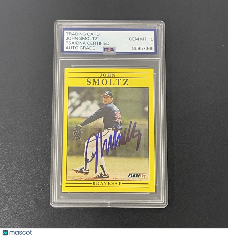 1991 Fleer #704 John Smoltz Signed Card Auto 10 PSA Slabbed Atlanta Braves