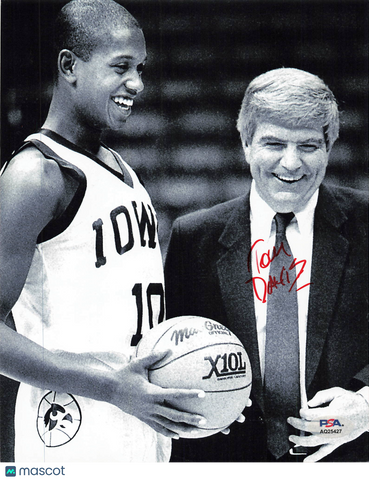 Tom Davis Iowa Hawkeyes Signed Basketball 8x10 Photo PSA