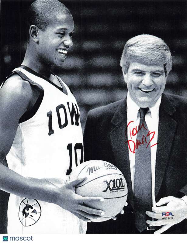 Tom Davis Iowa Hawkeyes Signed Basketball 8x10 Photo PSA