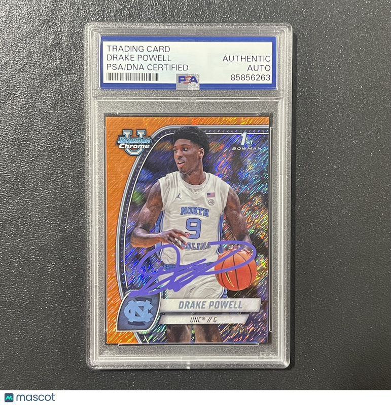 2025 Topps University Bowman Chrome #69 Drake Powell Signed Card PSA Auto Slabbed UNC