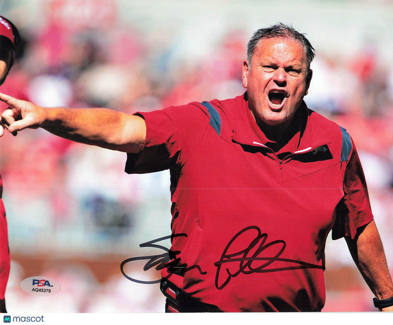 Sam Pittman Signed Arkansas Razorbacks Football 8x10 Photo PSA Autographed