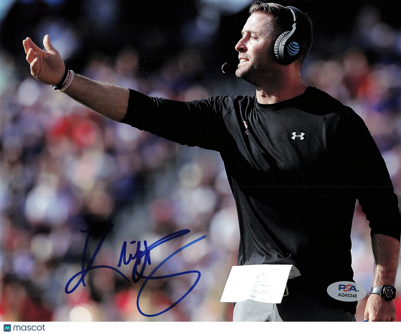 Kliff Kingsbury Signed Texas Tech Red Raiders Football 8x10 Photo PSA Auth