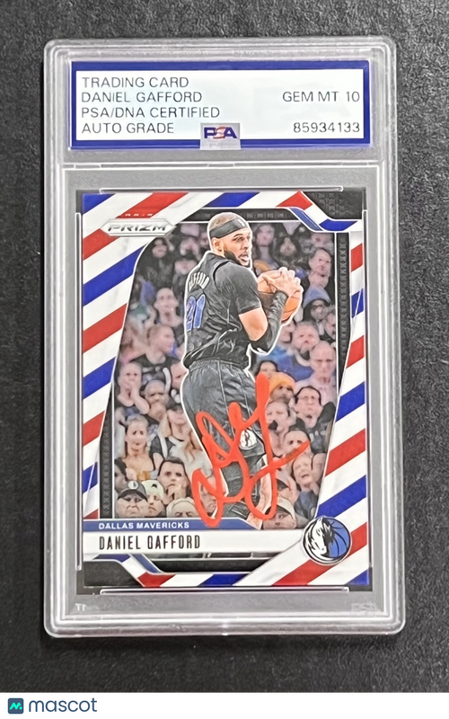 2024-25 Panini Prizm Basketball #124 Daniel Gafford Signed Card Auto 10 PSA Slab