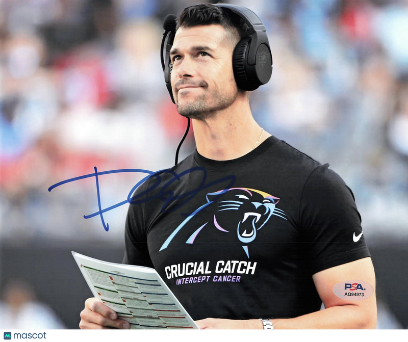 Dave Canales Signed Carolina Panthers Football 8x10 Photo PSA Autographed