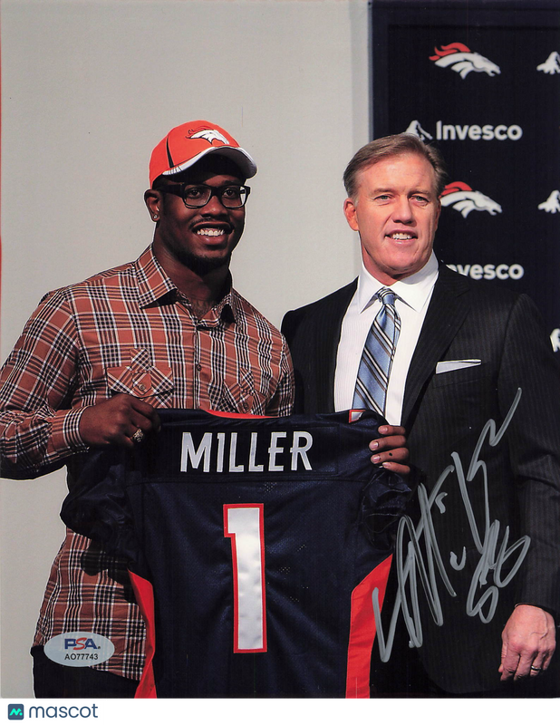 Von Miller Signed Denver Broncos Football 8x10 Photo PSA Autographed