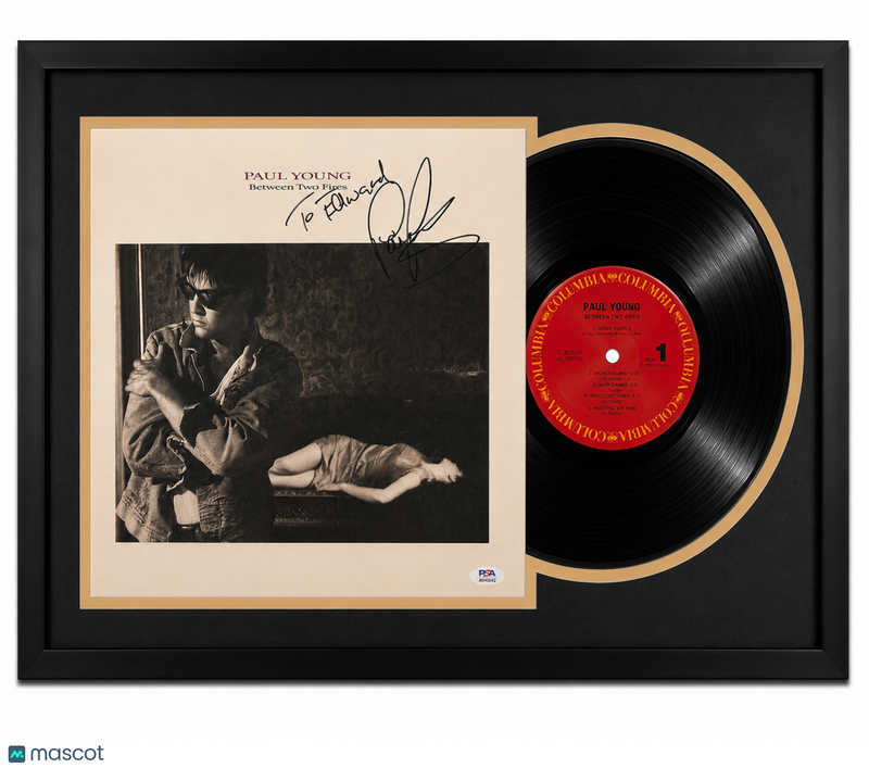 Paul Young  Signed Between Two Fires Customed Framed Vinyl PSA Album Auth