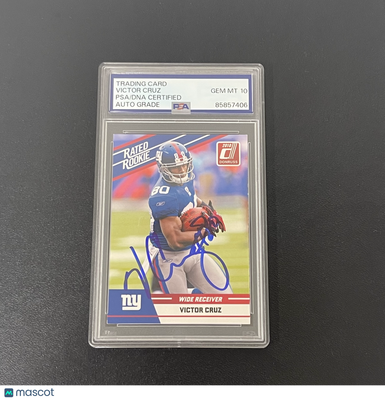 2010 Panini Donruss #100 Victor Cruz Signed Card Auto 10 PSA Slabbed NY Giants