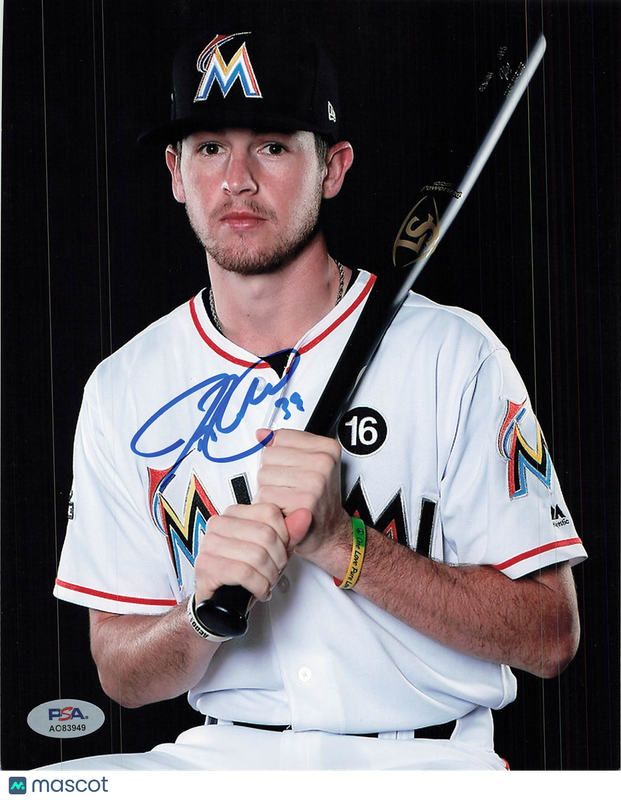 J.T. Riddle Miami Marlins Signed 8x10 Photo PSA