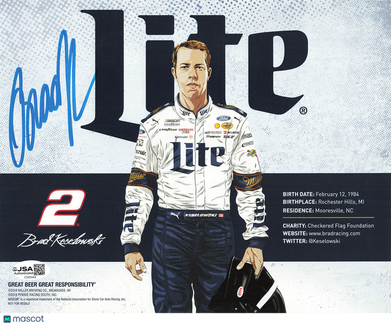 Brad Keselowski Signed Racing 8x10 Photo JSA Autographed