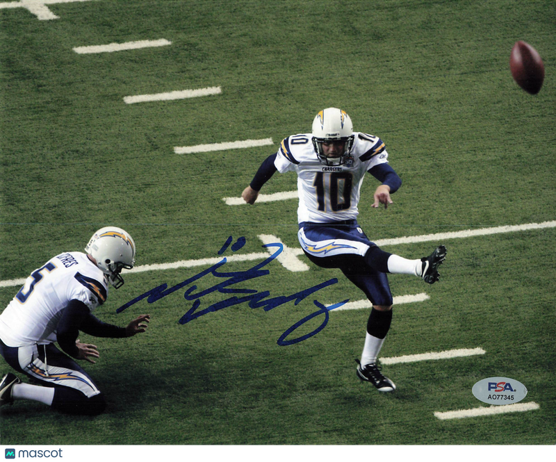 Nate Kaeding Signed San Diego Chargers Football 8x10 Photo PSA Autographed