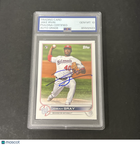 2022 Topps Series 1 #43 Josiah Gray signed card PSA Auto 10 Nationals