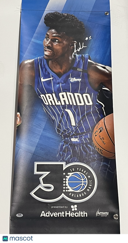 Jonathan Isaac Signed 30 Years Orlando Magic Basketball 16x45 Canvas PSA Auto