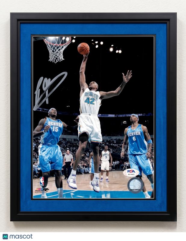 PJ Brown Charlotte Hornets Signed Basketball 8x10 Photo PSA