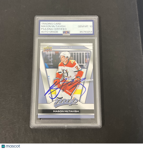 Mason McTavish 2025-26 Upper Deck MVP Hockey#67 Signed Card PSA Auto 10 Auto