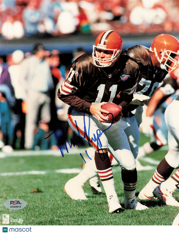 Mark Rypien Signed Cleveland Browns Football 8x10 Photo PSA Autographed