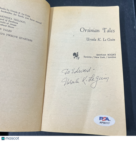 Ursula K.Le Guin Signed "Orsinian Tales" Book PSA/DNA Autographed