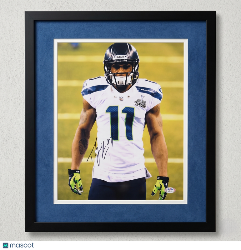 Percy Harvin Signed Seattle Seahawks Football 11x14 Custom Framed Photo PSA Auth