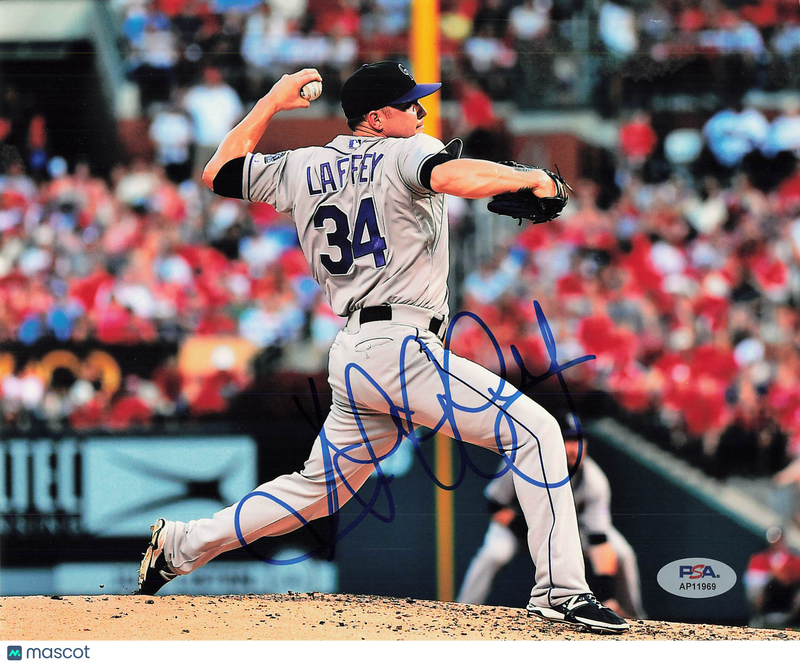 Aaron Laffey Colorado Rockies Signed 8x10 Photo PSA