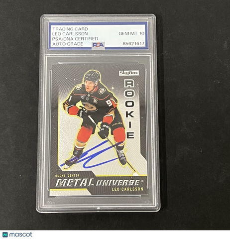 2023-24 Metal Universe Hockey #R-22 Leo Carlsson Rookie signed card PSA