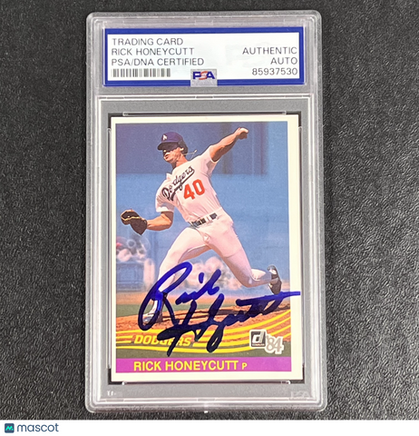 1984 Donruss Rick Honeycutt Signed Card Auto PSA Slabbed Los Angeles Dodgers