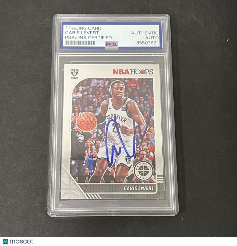2019-20 Panini Hoops Premium Stock #15 Caris LeVert signed card PSA Nets