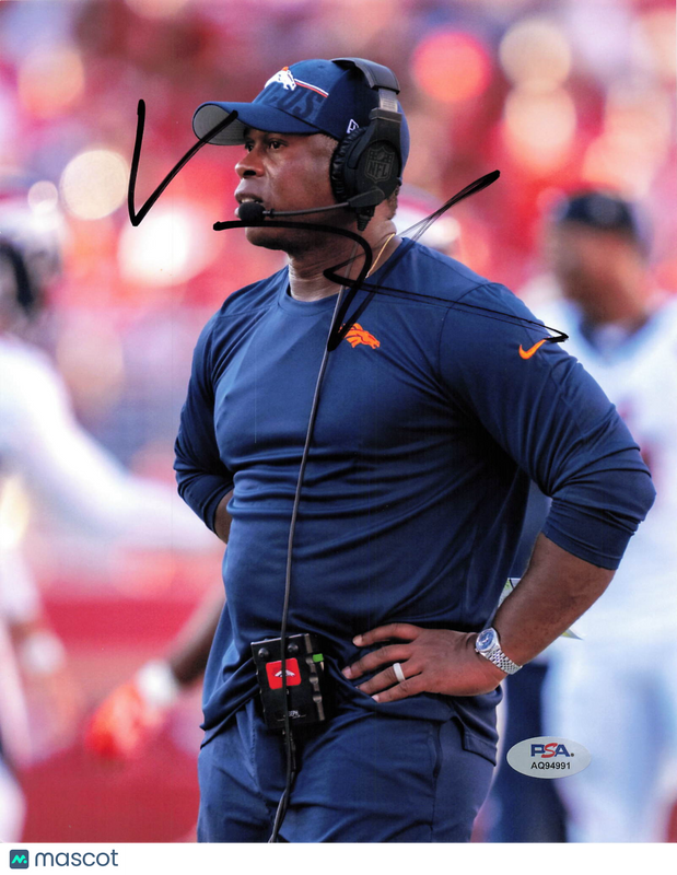 Vance Joseph Signed Denver Broncos Football 8x10 Photo PSA Autographed
